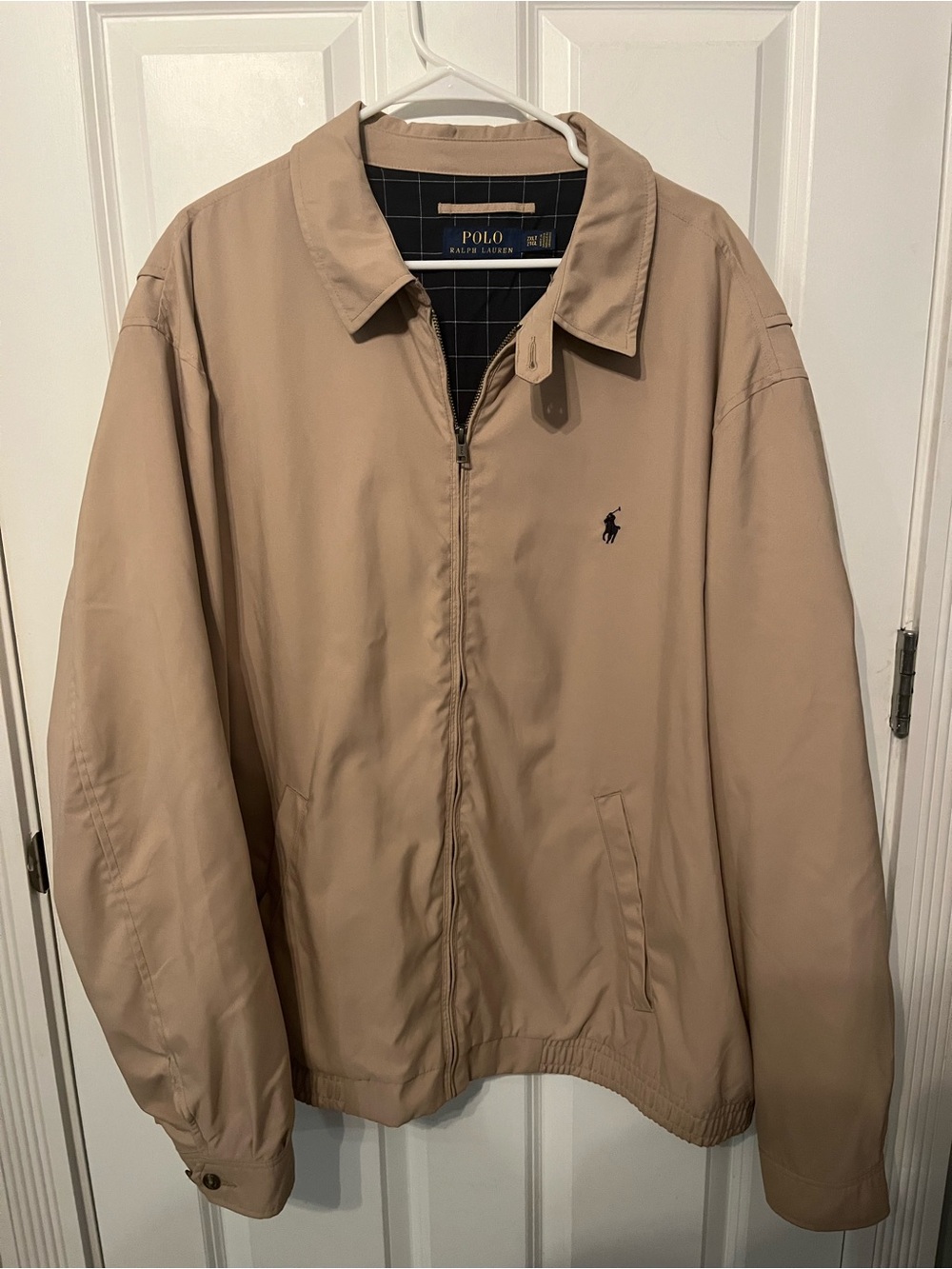 Ralph Lauren Men’s Tan Lightweight Harrington Jacket with Navy Pony